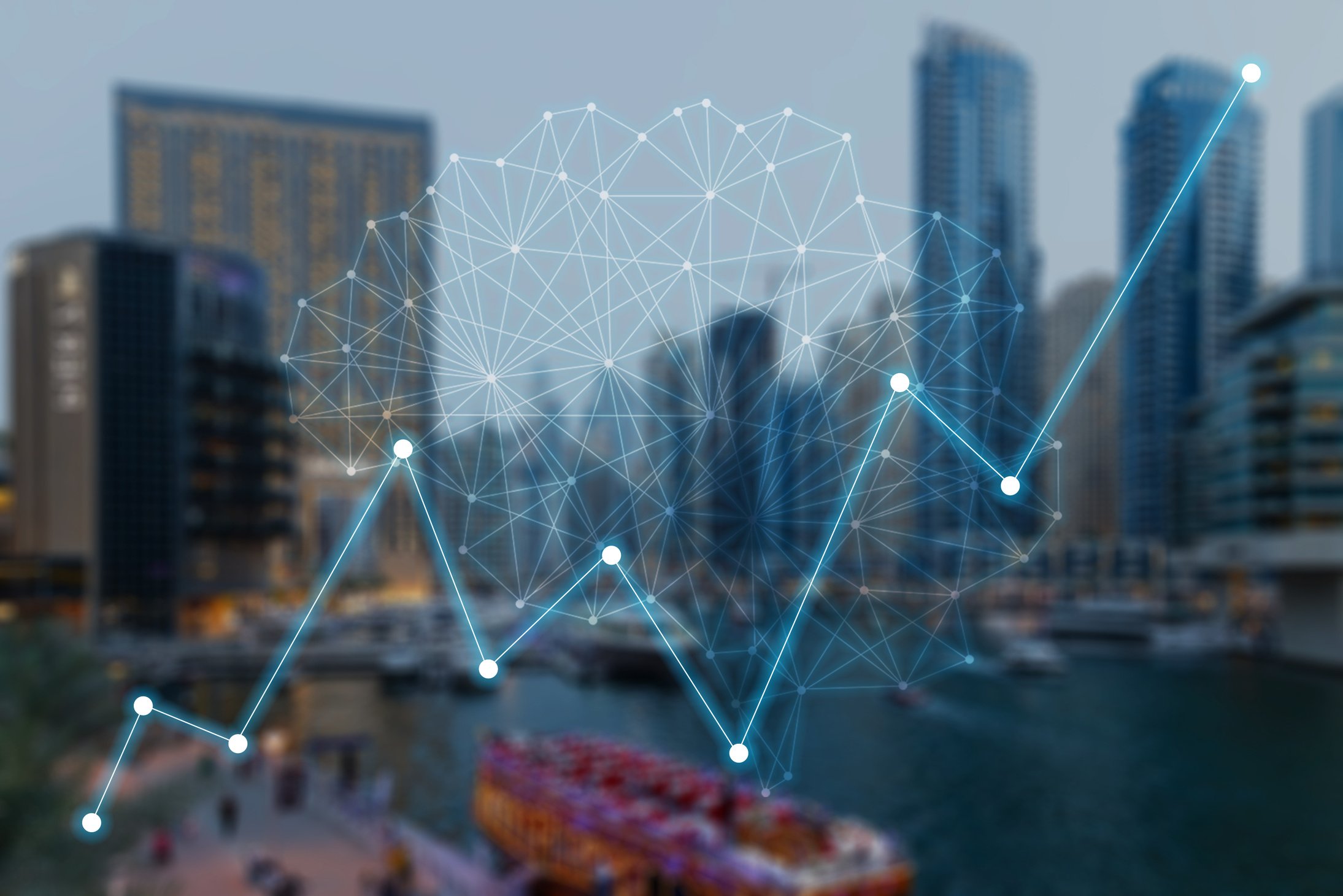 Concept augmented analytics. Business analytics and financial technology concept. AI(Artificial Intelligence) and smart analytics. Data science learning machine